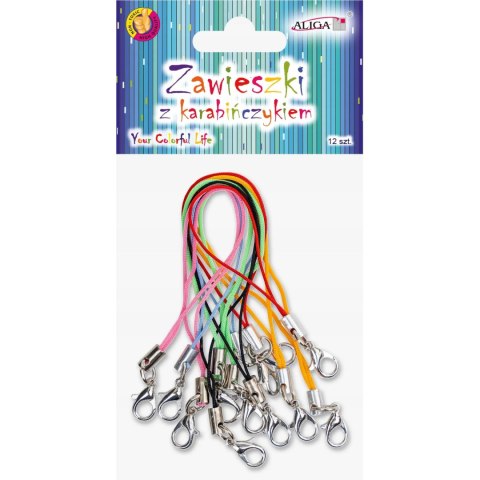 Zawieszki z karabińczykiem mix kolorów 7cm (12 sztuk) PH-8305 ALIGA Zawieszki z karabińczykiem mix kolorów 7cm (12 sztuk) PH-8305 ALIGA
