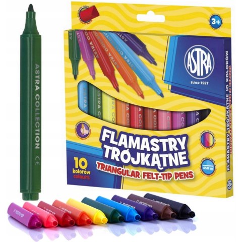 Flamastry trójkątne JUMBO zestaw 10 kolorów pisaki mazaki 314114001 ASTRA Flamastry trójkątne JUMBO zestaw 10 kolorów pisaki mazaki 314114001 ASTRA