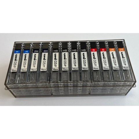 Grafit do ołówków automatycznych 0,5mm (30xHB,12xH,3x2H,12xB,3x2B) UL-1405/5D UNI Grafit do ołówków automatycznych 0,5mm (30xHB,12xH,3x2H,12xB,3x2B) UL-1405/5D UNI