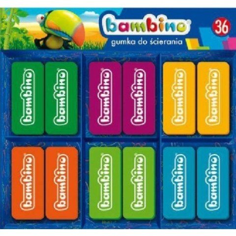 Gumki szkolne do ścierania mazania Display 36 sztuk BAMBINO St.Majewski Gumki szkolne do ścierania mazania Display 36 sztuk BAMBINO St.Majewski