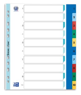 Przekładki A4 MAXI 1-10 kolor PP numeryczne 100205095 OXFORD