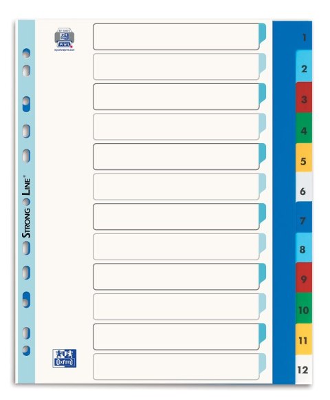 Przekładki A4 MAXI 1-12 kolor PP numeryczne OXFORD 100204813 Przekładki A4 MAXI 1-12 kolor PP numeryczne OXFORD 100204813