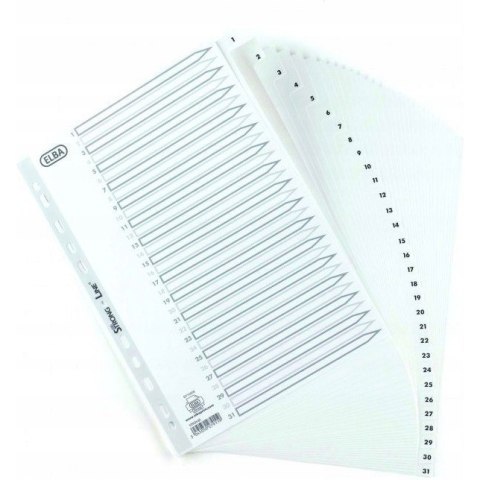 Przekładki numeryczne do segregatora A4 1-31 białe PP 100204793 OXFORD