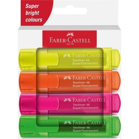 Zakreślacz 1546 4 kolory neonowe opakowanie kartonowe 254644 FABER-CASTELL Zakreślacz 1546 4 kolory neonowe opakowanie kartonowe 254644 FABER-CASTELL