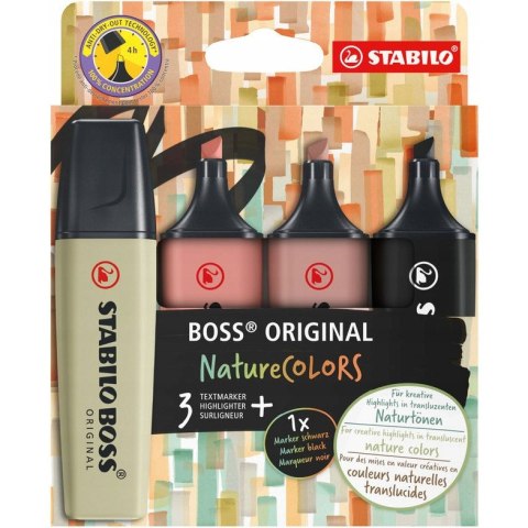 Zakreślacz BOSS ORIGINAL Nature COLOURS 70/4-2-3 mix 4kolory Zakreślacz BOSS ORIGINAL Nature COLOURS 70/4-2-3 mix 4kolory