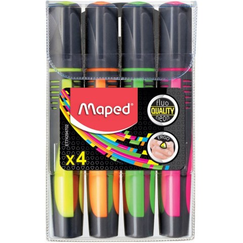 Zakreślacz FLUO PEPS max mix 4 kolorów etui pud. z zaw. MAPED 742947 Zakreślacz FLUO PEPS max mix 4 kolorów etui pud. z zaw. MAPED 742947