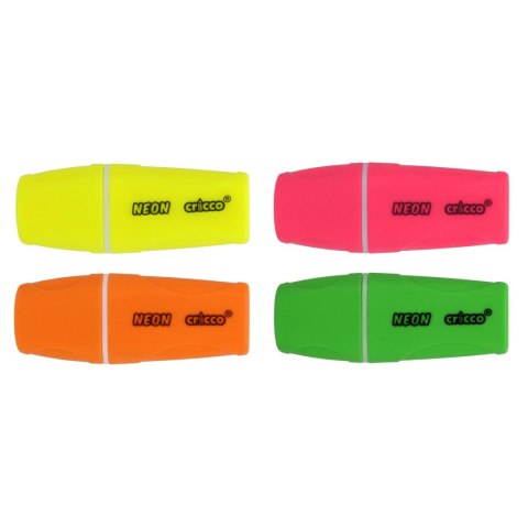 Zakreślacze mini neon CRICCO 4 kolory etui CR390W4 Zakreślacze mini neon CRICCO 4 kolory etui CR390W4