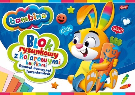 Blok rysunkowy szkolny A4 kolorowy 16 kartek 80g BAMBINO Blok rysunkowy szkolny A4 kolorowy 16 kartek 80g BAMBINO