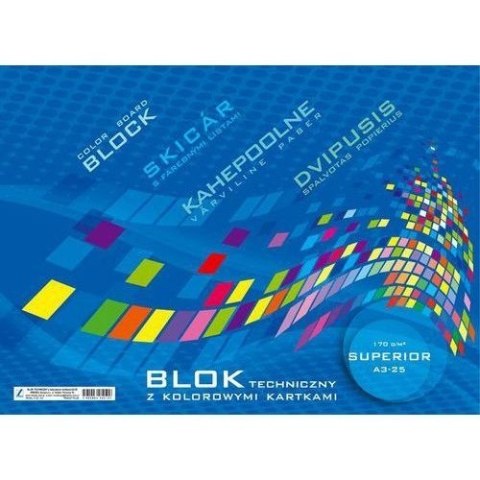 Blok techniczny A4 10k kolorowe kartki KRESKA Blok techniczny A4 10k kolorowe kartki KRESKA
