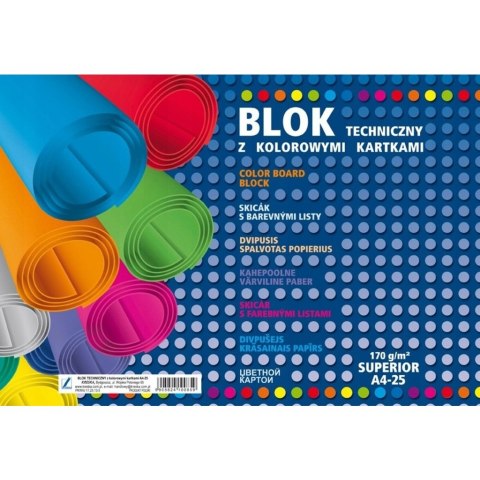 Blok techniczny kolorowy A4 25k SUPERIOR 00045 KRESKA Blok techniczny kolorowy A4 25k SUPERIOR 00045 KRESKA