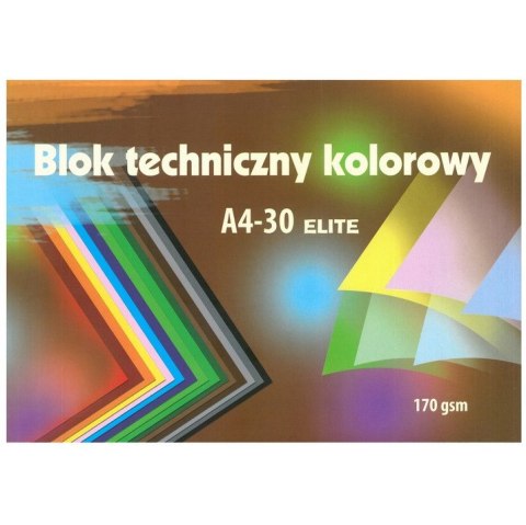Blok techniczny kolorowy A4 30k 170g Elite KRESKA Blok techniczny kolorowy A4 30k 170g Elite KRESKA