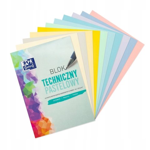 Blok techniczny szkolny A4 pastelowy 10 kartek 225g 400166068 OXFORD Blok techniczny szkolny A4 pastelowy 10 kartek 225g 400166068 OXFORD