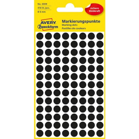 Etykieta kółka Q8mm czarne 3009 416szt AVERY ZWECKFORM Etykieta kółka Q8mm czarne 3009 416szt AVERY ZWECKFORM